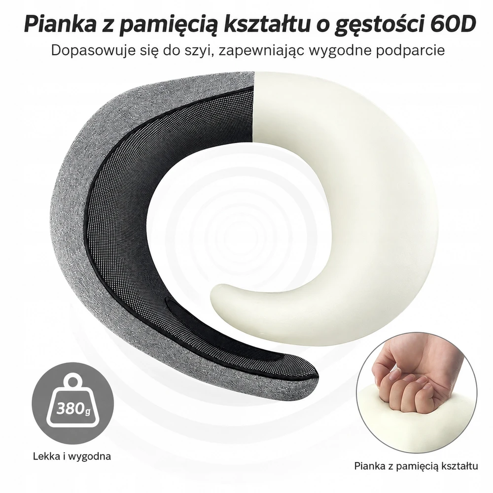 Memory Foam Snail Travel Pillow + Mask + Plugs | Lėktuvo pagalvė