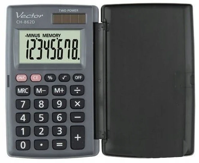 Men's Vector Vector KAV CH-862D pocket skaičiuotuvas with cover, pilkas