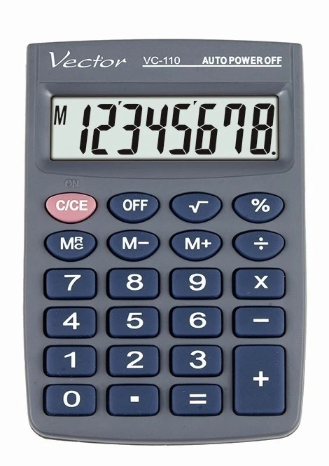 Men's Vector Vector KAV VC-110III pocket skaičiuotuvas, 8 digits, 58 x 88 mm, pilkas