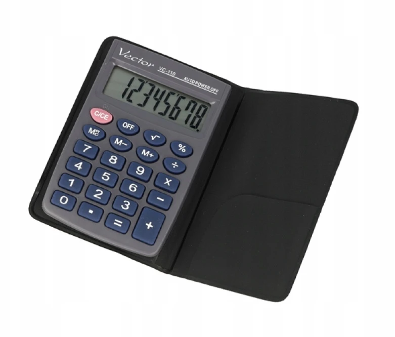 Men's Vector Vector KAV VC-110III pocket skaičiuotuvas, 8 digits, 58 x 88 mm, pilkas