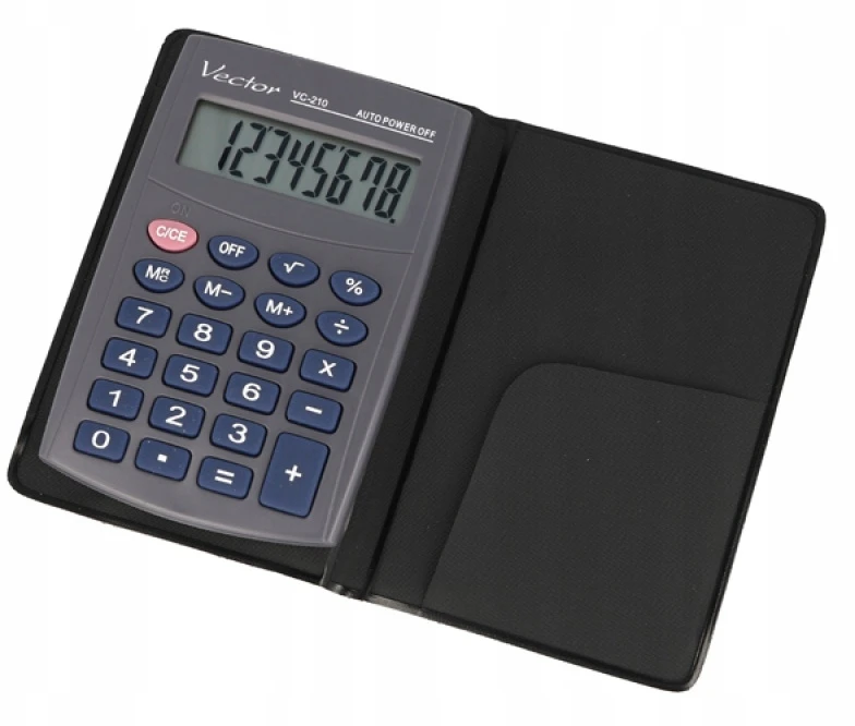 Men's Vector Vector KAV VC-210III pocket skaičiuotuvas, 8 digits, 64x98.5 mm, pilkas