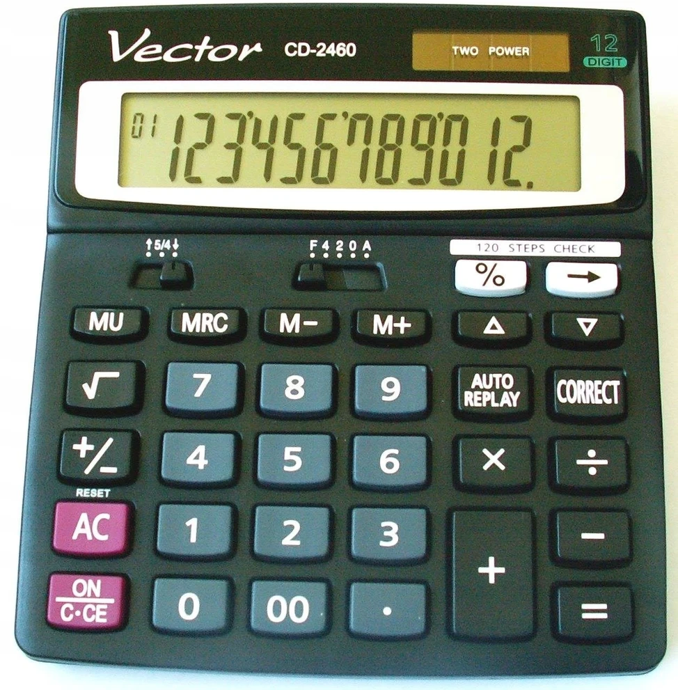 Men's Vector Vector Cd-2460 biuro skaičiuoklis su 120 žingsnių atmintimi