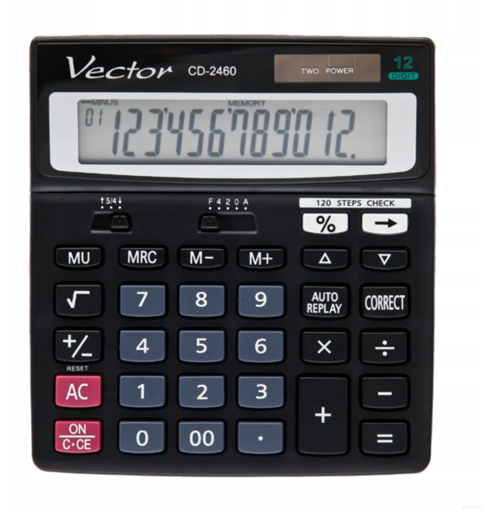 Men's Vector Vector Cd-2460 biuro skaičiuoklis su 120 žingsnių atmintimi
