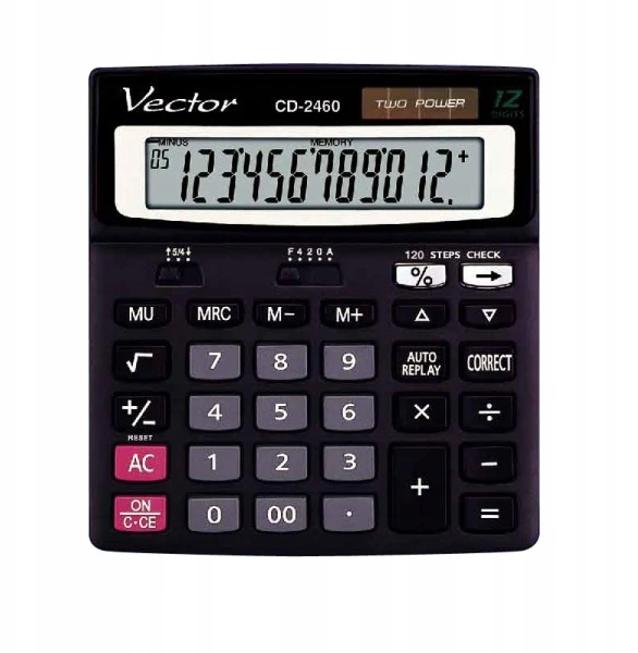 Men's Vector Vector Cd-2460 biuro skaičiuoklis su 120 žingsnių atmintimi