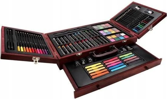 Menų rinkinys Grafix 103 el. lagaminėlyje: kreidelės, pastels, dažai