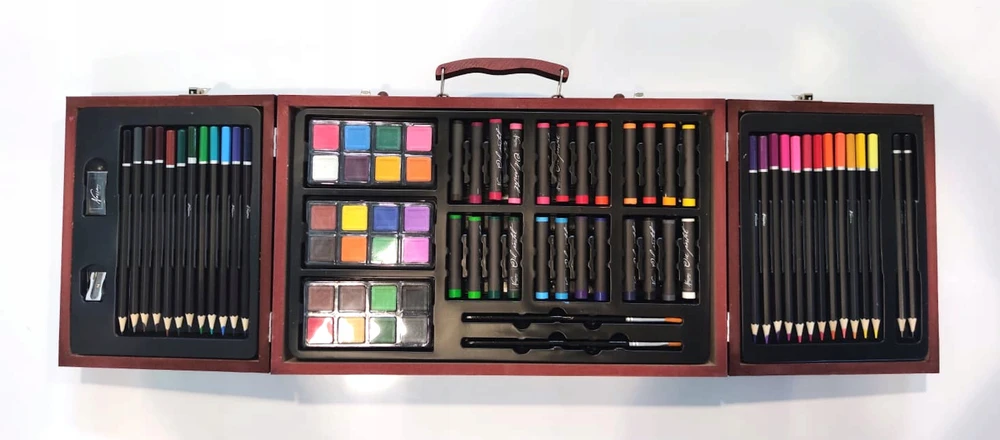 Menų rinkinys Grafix 103 el. lagaminėlyje: kreidelės, pastels, dažai