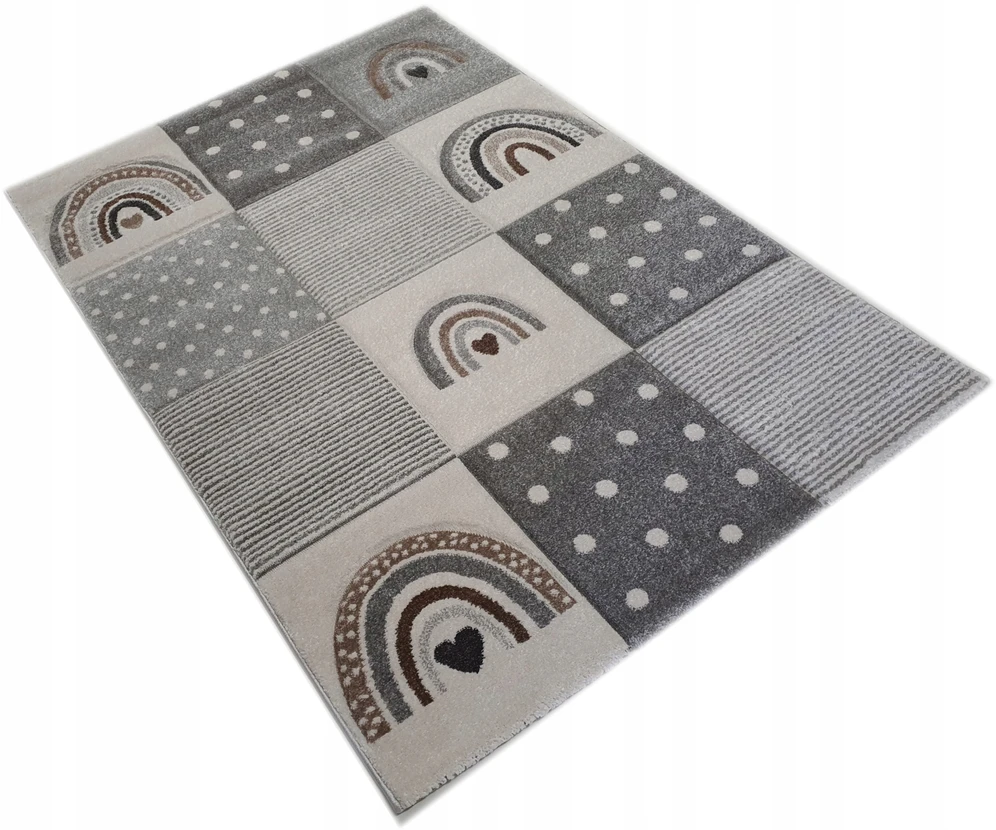 Merinos Dywan DIAMOND 3D 120x170 tęcza grafit łuki pilka w tęcze GRUBY w stylu boho