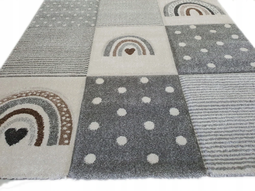 Merinos Dywan DIAMOND 3D 120x170 tęcza grafit łuki pilka w tęcze GRUBY w stylu boho
