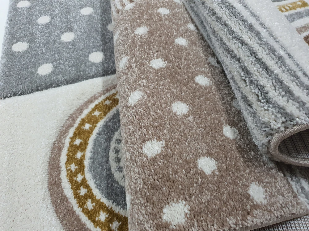 Merinos Dywan DIAMOND 3D 120x170 tęcza smėlio spalva łuki pilka w tęcze GRUBY w stylu boho