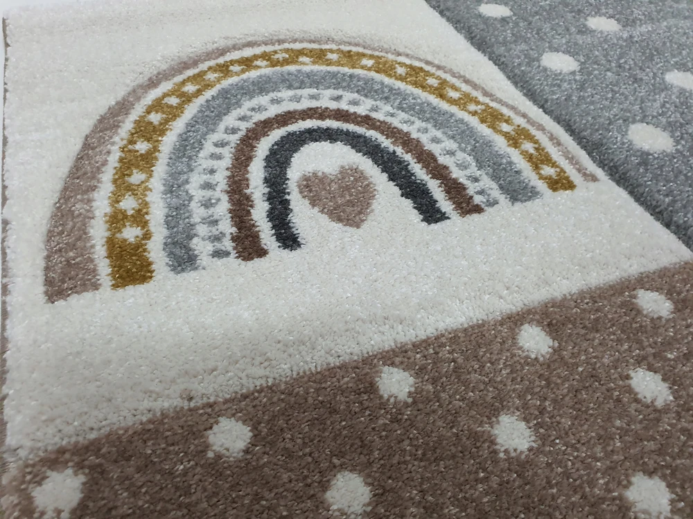 Merinos Dywan DIAMOND 3D 120x170 tęcza smėlio spalva łuki pilka w tęcze GRUBY w stylu boho
