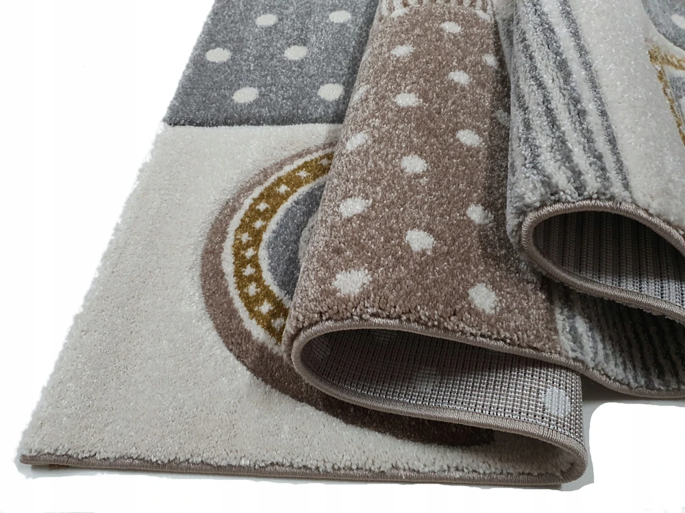 Merinos Dywan DIAMOND 3D 120x170 tęcza smėlio spalva łuki pilka w tęcze GRUBY w stylu boho