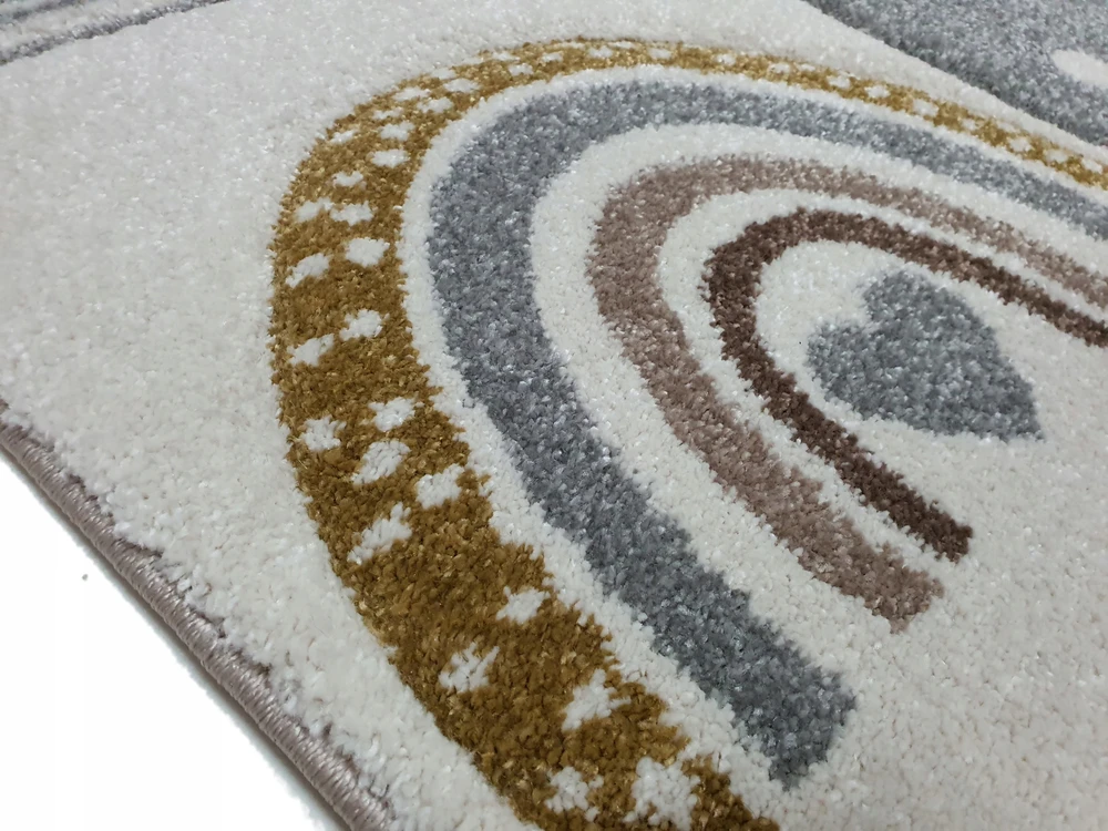 Merinos Dywan DIAMOND 3D 120x170 tęcza smėlio spalva łuki pilka w tęcze GRUBY w stylu boho