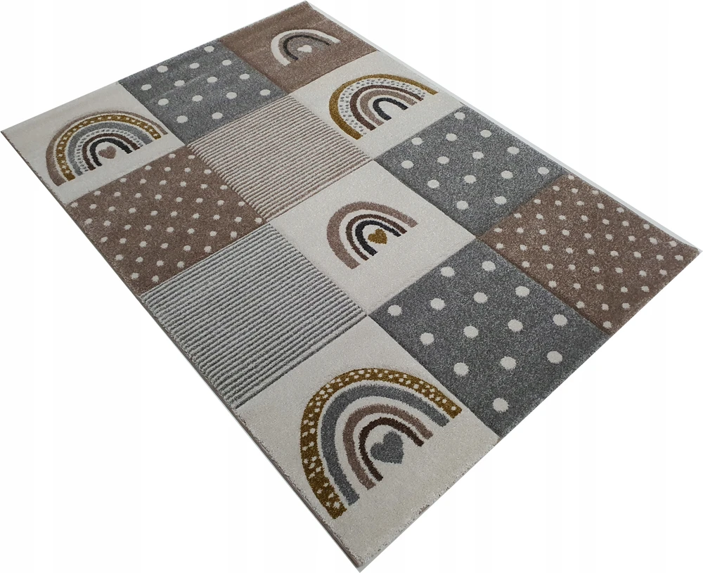 Merinos Dywan DIAMOND 3D 120x170 tęcza smėlio spalva łuki pilka w tęcze GRUBY w stylu boho
