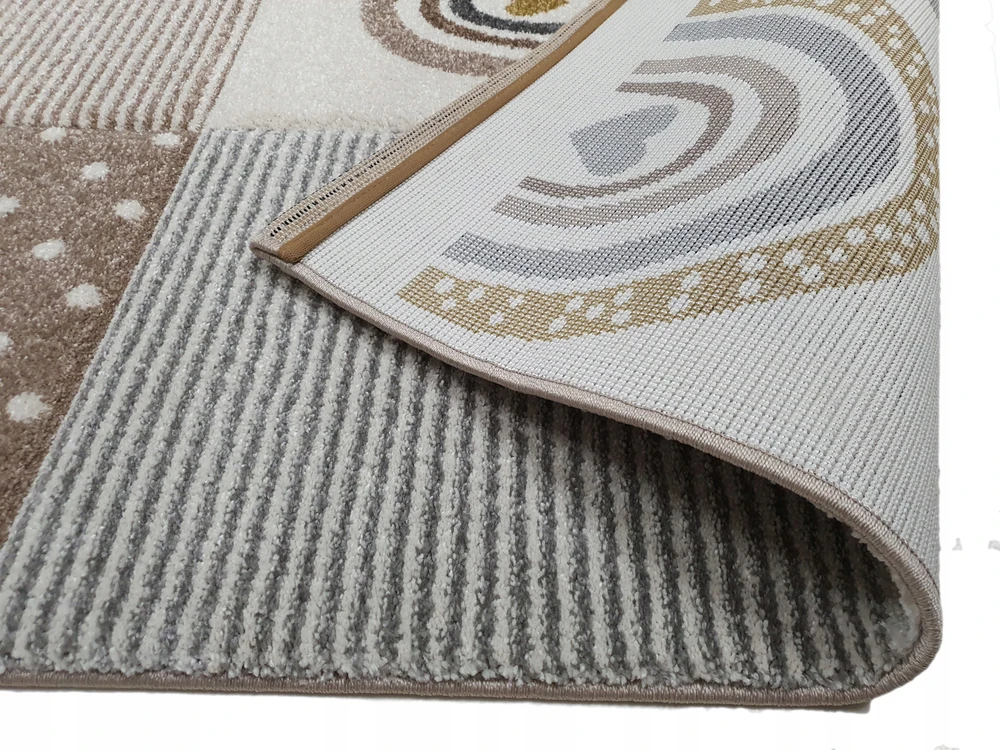 Merinos Dywan DIAMOND 3D 120x170 tęcza smėlio spalva łuki pilka w tęcze GRUBY w stylu boho