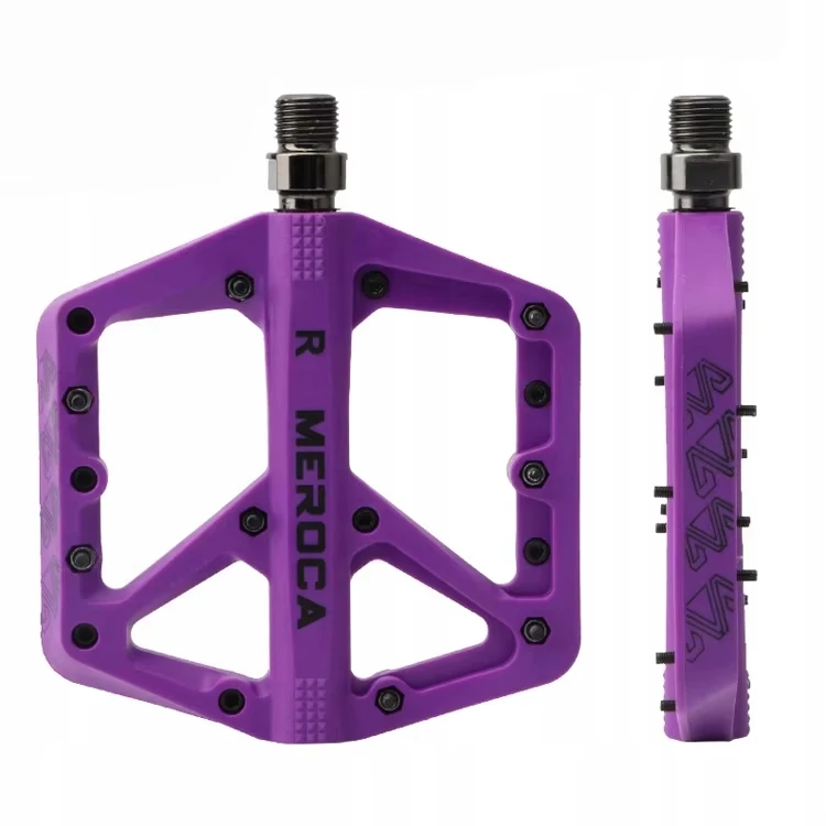 MEROCA dideli MTB BMX platforminiai dviračio pedalai, violetiniai