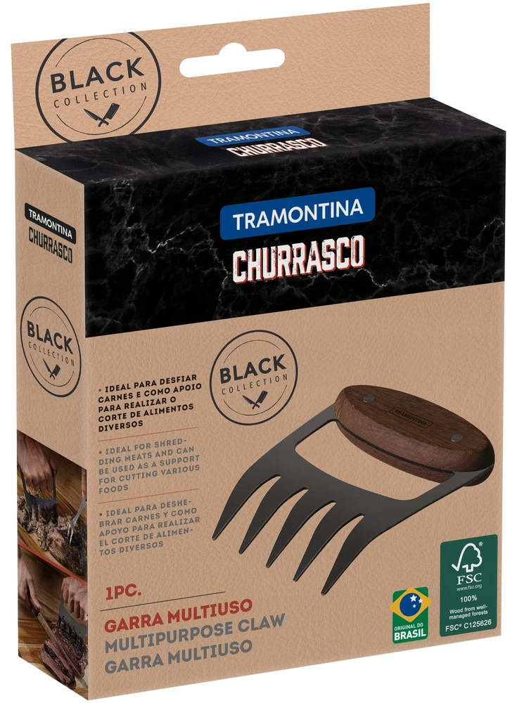 MĖSOS TRAUKIMO ŠAKĖS Tramontina – Churrasco, plieninės, medinė rankena