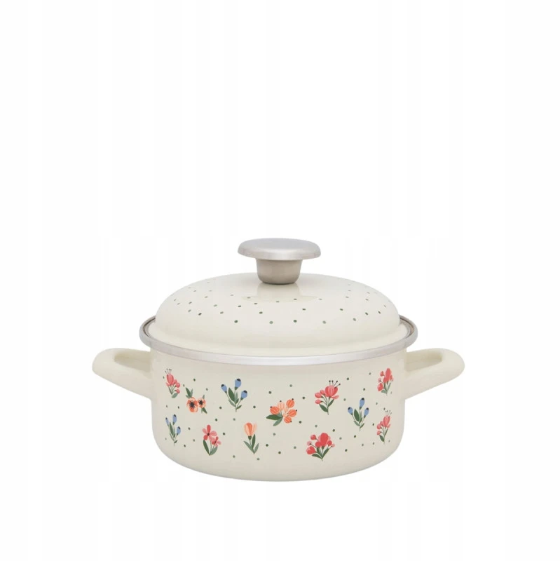 Metalac Emaliuotas puodas 16 cm, 1.5 l, šviesiai kreminis, Flowers kolekcija