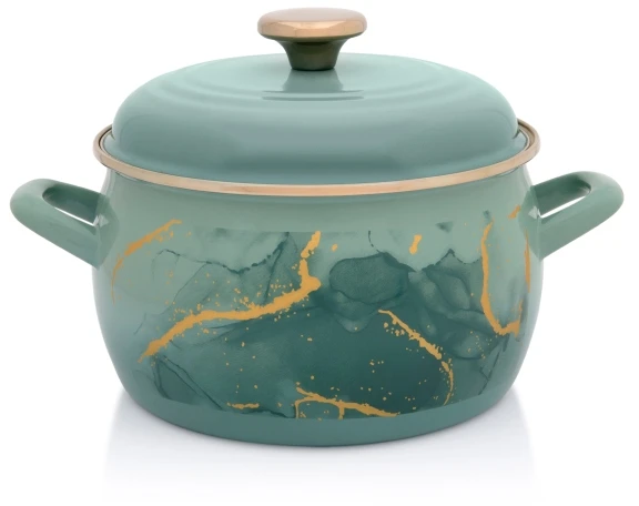 Metalac Emaliuotas puodas "marble" 20 cm, 4.2 l, mėtų spalvos