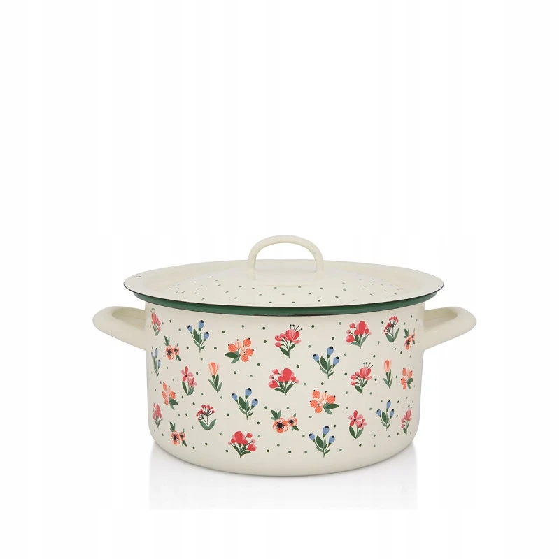 Metalac Emaliuotas puodas su dangčiu 22 cm, 5 l, "flowers"
