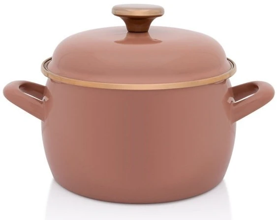 Metalac Emaliuotas puodas su emaliuotu dangteliu 18 cm, 3,1 l, smėlio spalvos, Mocha