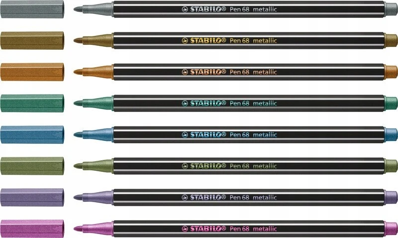 Metalinė flomasteris - STABILO Pen 68 metalinis - Rinkinys x 10 flomasterių vidutinės galvutės - Lilas