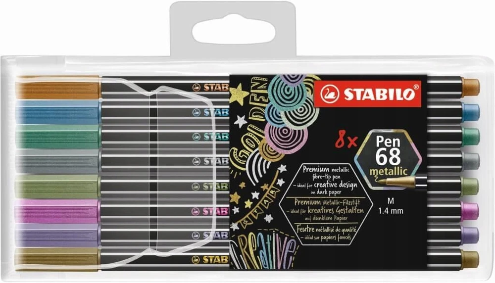 Metalinė flomasteris - STABILO Pen 68 metalinis - Rinkinys x 10 flomasterių vidutinės galvutės - Lilas