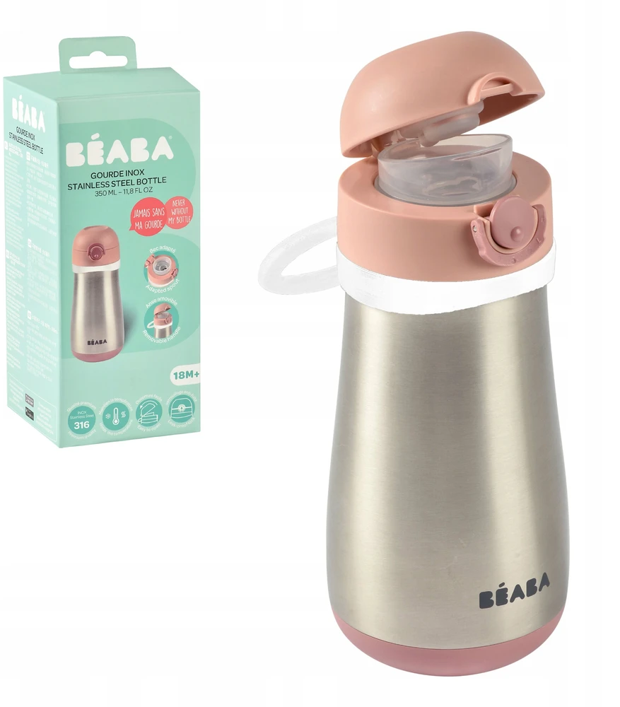 Beaba metalinė gertuvė nuo 18 mėn., 350 ml, spalva: rožinė