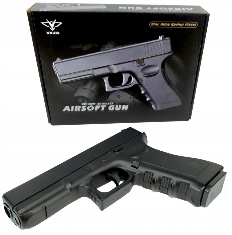 METALINIS BB GUN GUN GLOCK 17 Juodas ASG DIDŽIOJO IMITACINĖS GINKO KOPIJA