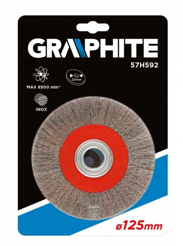Vielinis diskinis šepetys Graphite 125x20mm INOX - 57H592
