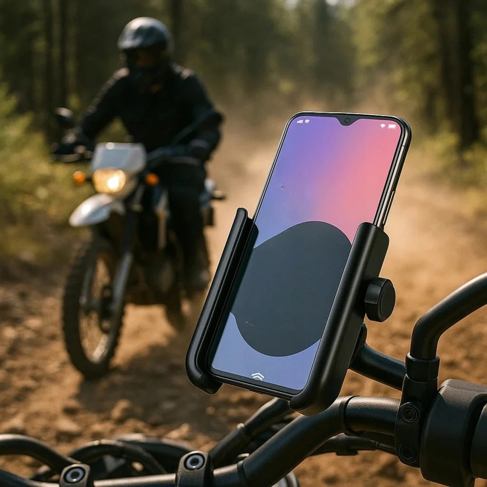 Metalinis vairo laikiklis telefono dviračiui motociklui 360 laipsnių ALU POWER