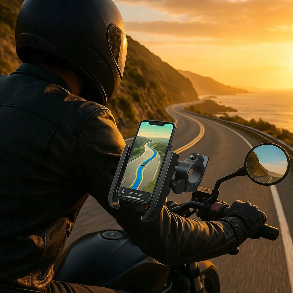 Metalinis vairo laikiklis telefono dviračiui motociklui 360 laipsnių ALU POWER