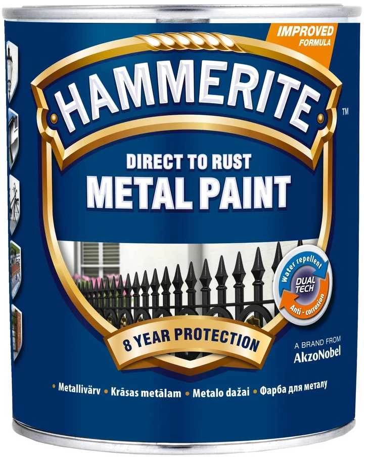 Metalo dažai HAMMERITE SMOOTH FINISH, blizgūs, sidabro sp., 750 ml