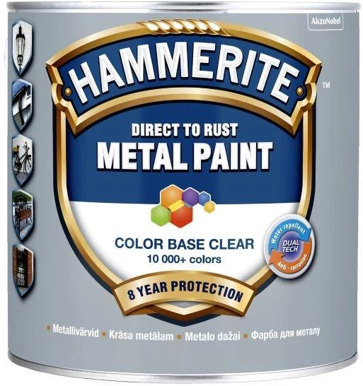 Metalo dažai HAMMERITE SMOOTH FINISH, blizgūs, baltos sp., BC bazė, 0,65 l