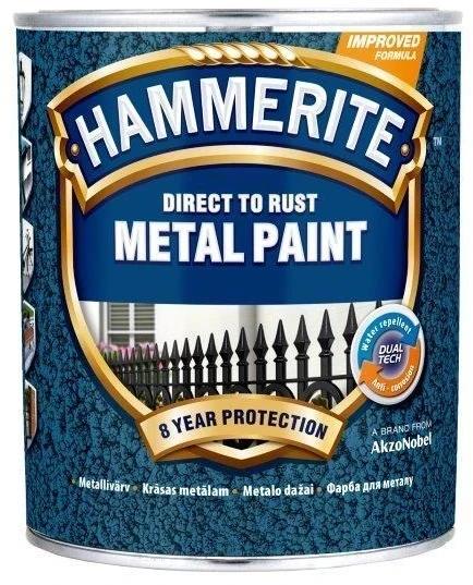 Metalo dažai HAMMERITE SMOOTH FINISH, blizgūs, juodos sp., 5 l