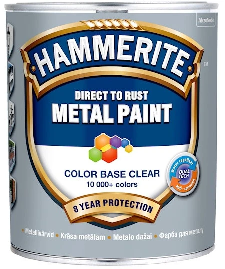 Metalo dažai HAMMERITE SMOOTH FINISH, blizgūs, baltos sp., BC bazė, 0,65 l