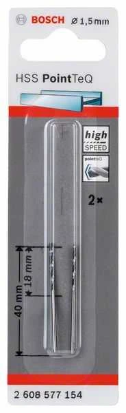 Bosch PointTeQ grąžtas metalui 1,5 x 18 x 40 mm , 2 vnt.
