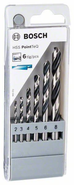 Bosch HSS spiralinių grąžtų „PointTeQ“, 6 dalių rinkinys 2–8 mm (2608577346)