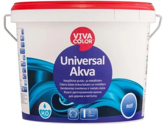Metalo ir medienos dažai VIVACOLOR UNIVERSAL AKVA, matiniai, 2,7 l