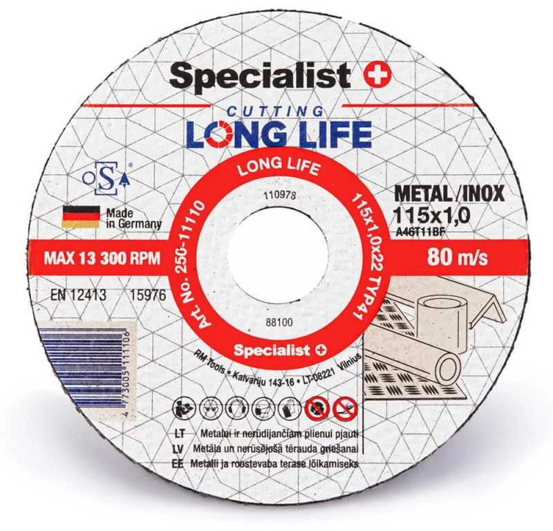 Grąžtas SPECIALIST+ metalo pj.diskas LONG LIFE, 115x1x22 mm