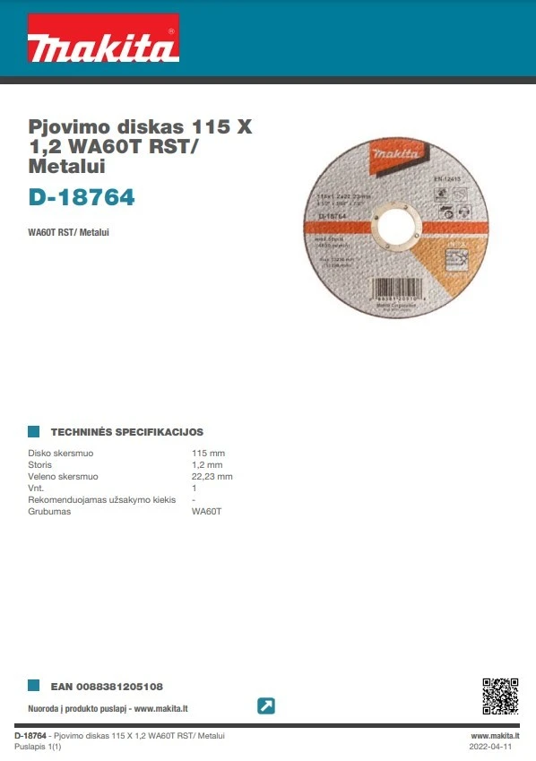 Bosch Pjov.diskas metalui 115x22x1,6 mm