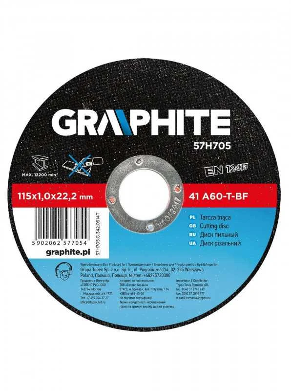 Metalo pjovimo diskas GRAPHITE 115 x 1,0 x 22 mm, 41 A60-T-BF