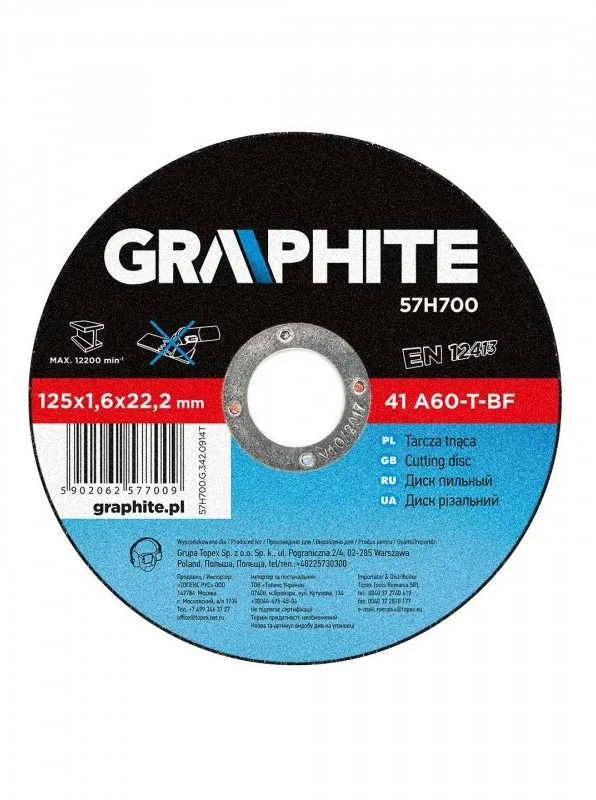 Metalo pjovimo diskas GRAPHITE 125 x 1,6 x 22 mm A60-T-B