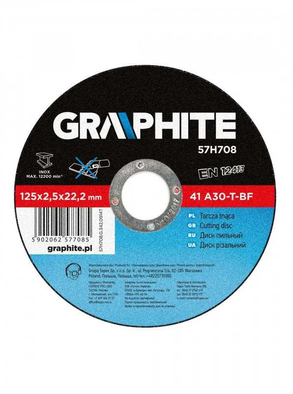 Metalo pjovimo diskas GRAPHITE 125 x 2,5 x 22 mm 41 A30-T-BF