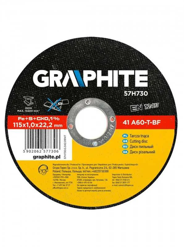 Metalo pjovimo diskas GRAPHITE INOX 115 x 1,0 x 22 mm 41 A60