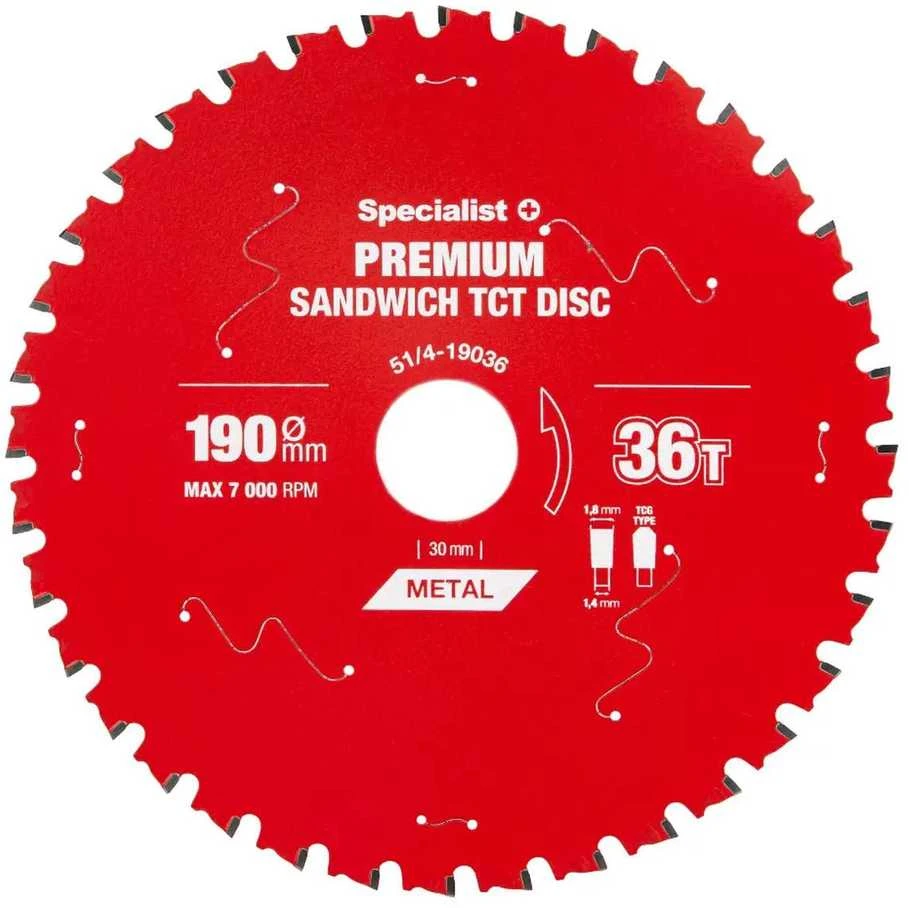 Metalo pjovimo diskas SPECIALIST+ Premium, 190 x 1,8 x 30 mm, 30 dantų, 0°, TCT