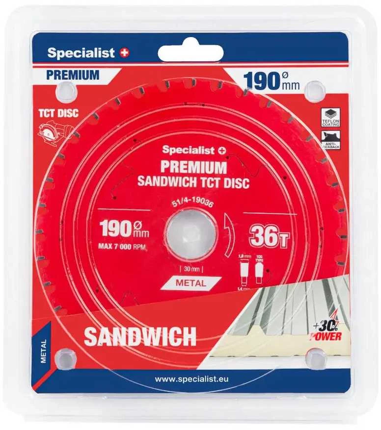 Metalo pjovimo diskas SPECIALIST+ Premium, 190 x 1,8 x 30 mm, 30 dantų, 0°, TCT