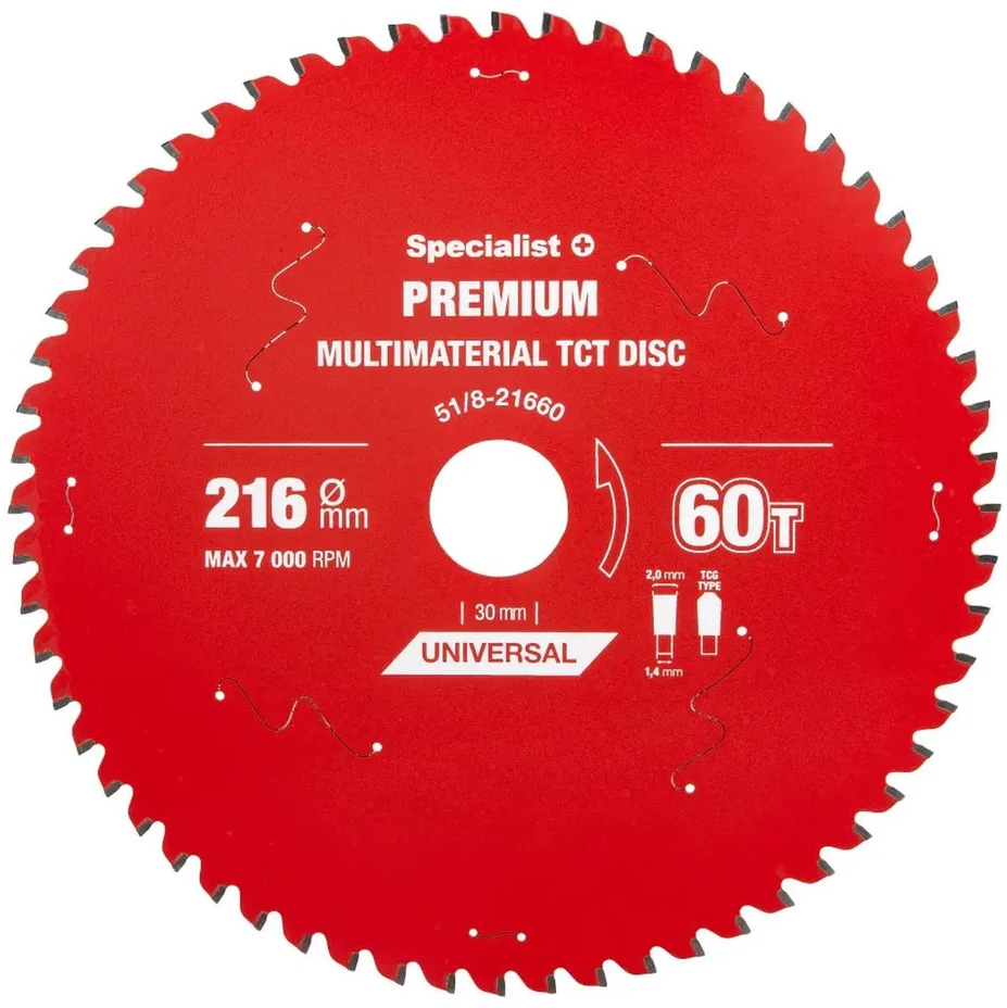 Metalo pjovimo diskas SPECIALIST+ Premium, 190 x 1,8 x 30 mm, 30 dantų, 0°, TCT
