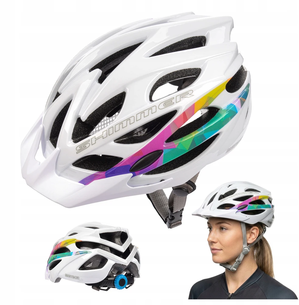 Meteor Shimmer M 55-58 cm baltas 24757 dviračio šalmas