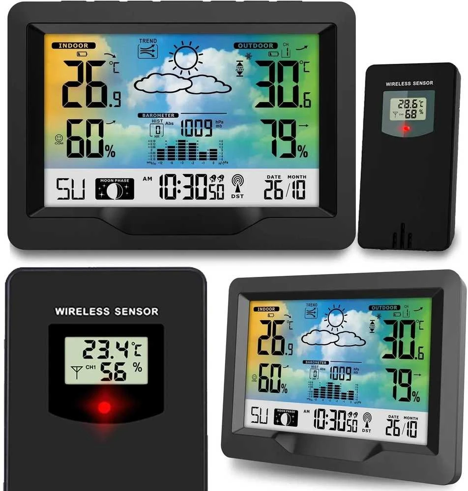 Berdsen Meteorologinė stotelė su ekranu BD-901, juoda