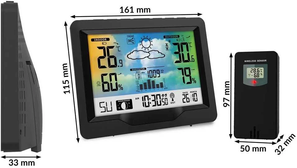 Berdsen Meteorologinė stotelė su ekranu BD-901, juoda